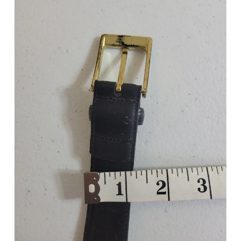 Italian Leather Belt Classic Minimalist Professional Gold Buckle Dress Black 42
